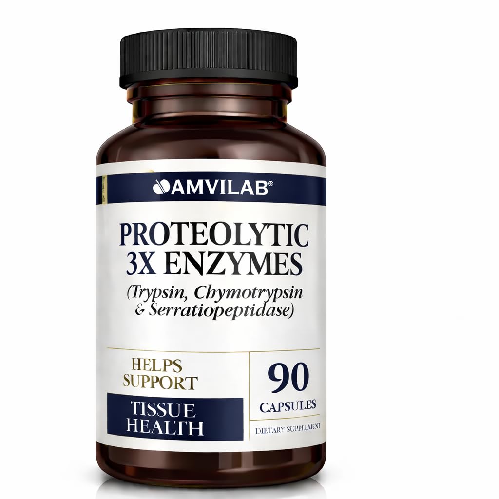 Enzime  Proteolitice 3X - Trypsin, Chymotrypsin & Serrapeptidază - Reduce edemul şi iritarea de leziuni ale ţesuturilor - Susţine bunăstarea şi recuperarea organismului - Supliment alimentar - 90 capsule