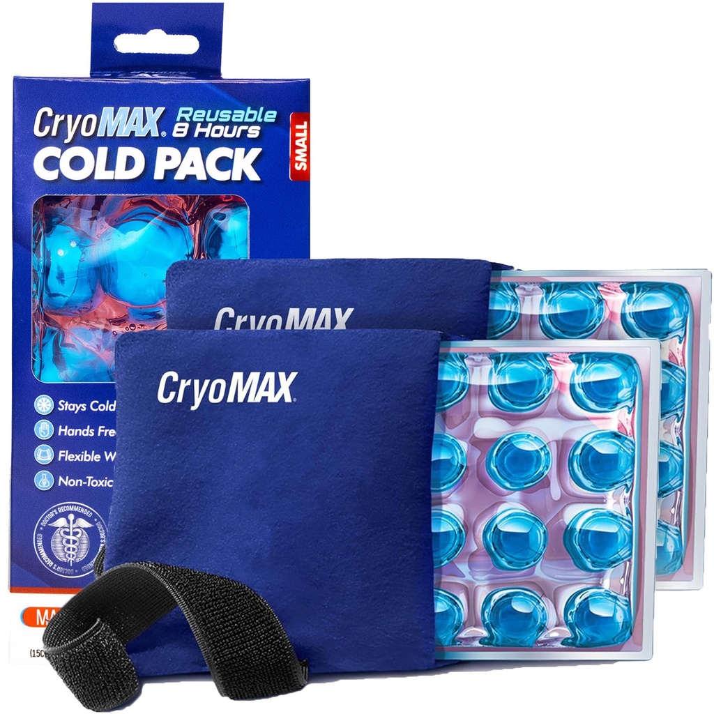 CryoMAX Cold Pack, Reutilizabil, 8 ore de terapie rece Pack de gheață, mic, 6"x 6" (Pachet de 2)