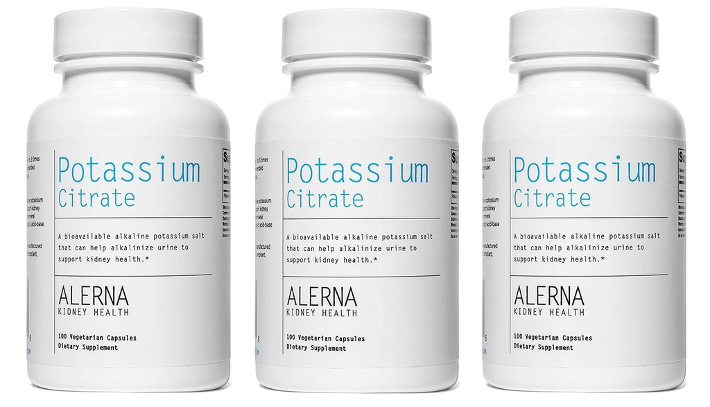 Citrat de potasiu 99 mg - Suporturi Echilibru de electroliți și pH-ul normal - Essential Mineral Rinichist Stone Support Supliment - 100 Capsule vegetariene (Pachet de 3)