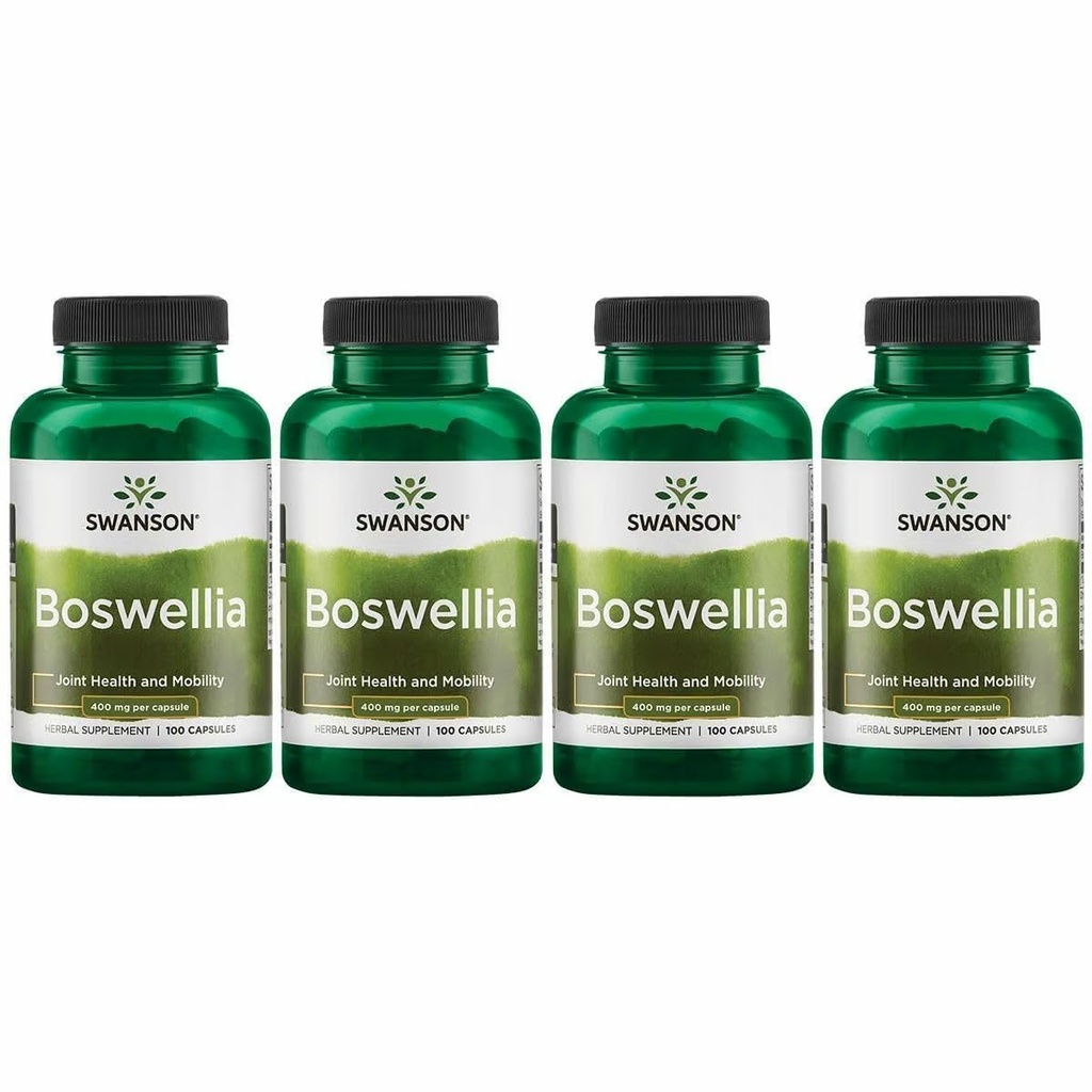 Swanson Boswellia - Suplimentul vegetal Promovarea sprijinului comun - Herb Ayurvedic pentru sprijin comun de flexibilitate și mobilitate - Made with Boswellia Serrata Resin - (100 Capsule) (4 Pack)