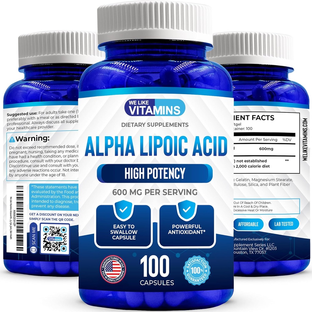Ne plac vitaminele Alpha Acid lipoic 600 mg capsule - 100 Serviri - Alpha capsule de acid lipoic ajută la susținerea sănătății comune și antioxidante împreună cu protecția radicală liberă