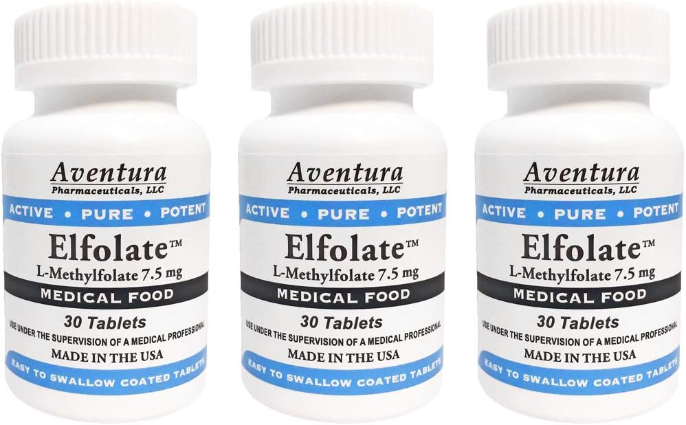 ELFOLATE® 7,5 mg 3 ambalaj L-metilfolat de metil Folat de metilfolat de alimente medicale Suplimentul profesional de putere Active Pure Potent 30 comprimate