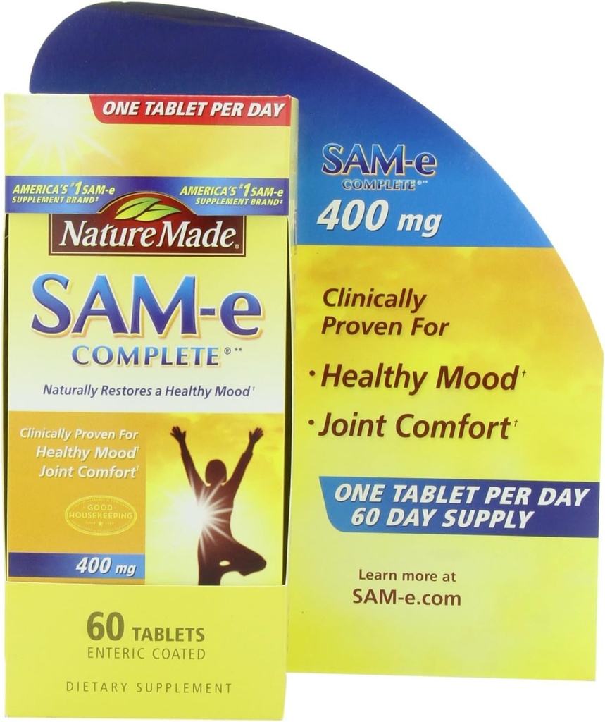 Naturale Made SAM-e complet 400 mg. Tabletă (Ajută la susţinerea dispoziţiei sănătoase şi comfort articular) Valoare 60 ct