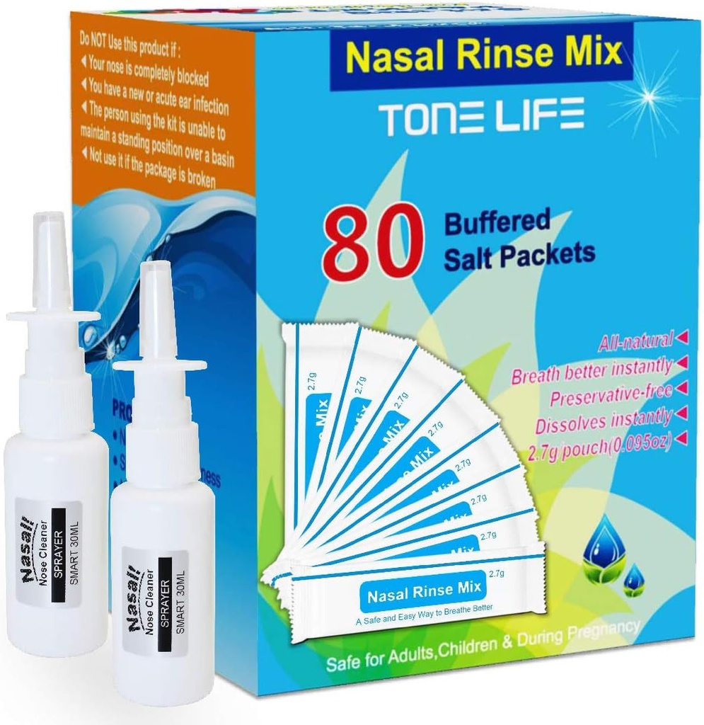 ToneLIFE 80 Conte Salina Ingrijire Nasal Refills +2 Spray nazal - sare nazala 2.7g Fiecare punga 