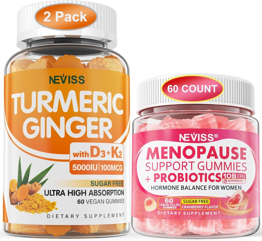 2 Pack Turmeric Ginger Gummies + 1Pack Menopauza Supliment umplut Gume