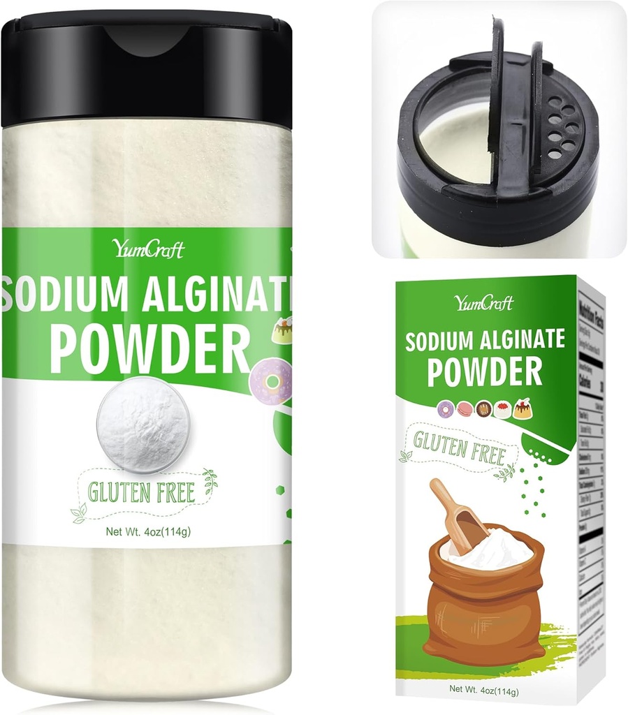 Alginate de sodiu pulbere - 4 oz Pure Alginate de sodiu Alimente Gradul de îngroșare pulbere, Agent natural Gelling pentru deserturi, Caviar Sfere de luare, înghețată Cream, Meatloaves, Stabilizator Vegan pentru gătit, îngroșare