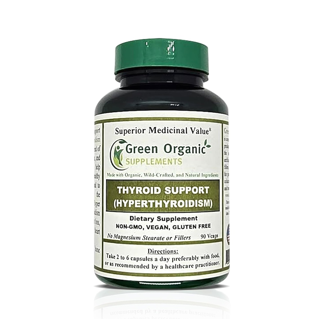 Suplimente organice verzi Tiroidare și hipertiroidism, absorbabil ridicat, non-GMO, gluten-free