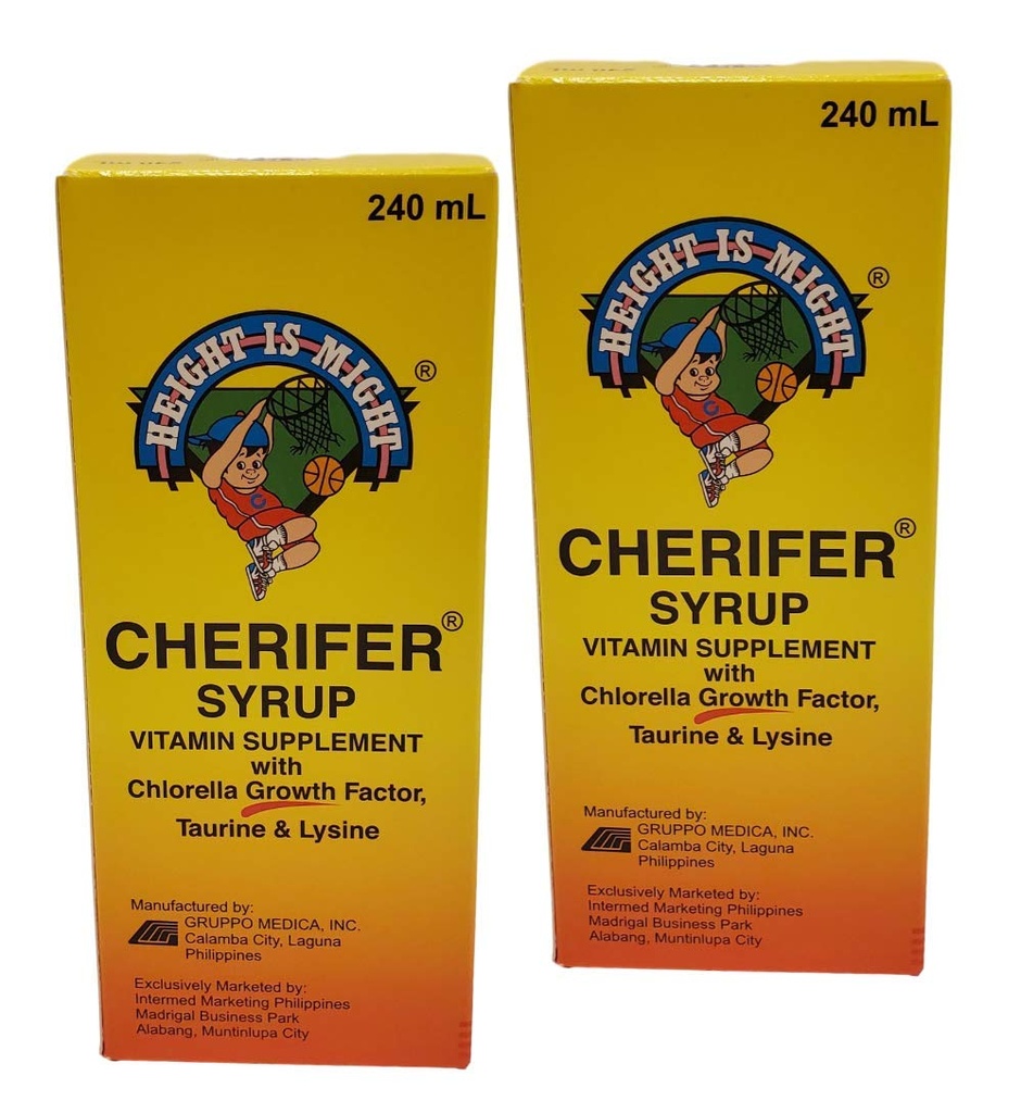 2 Cherifer Sirop Chlorella Factor de creştere, Taurină & Lysine 240ml Fiecare