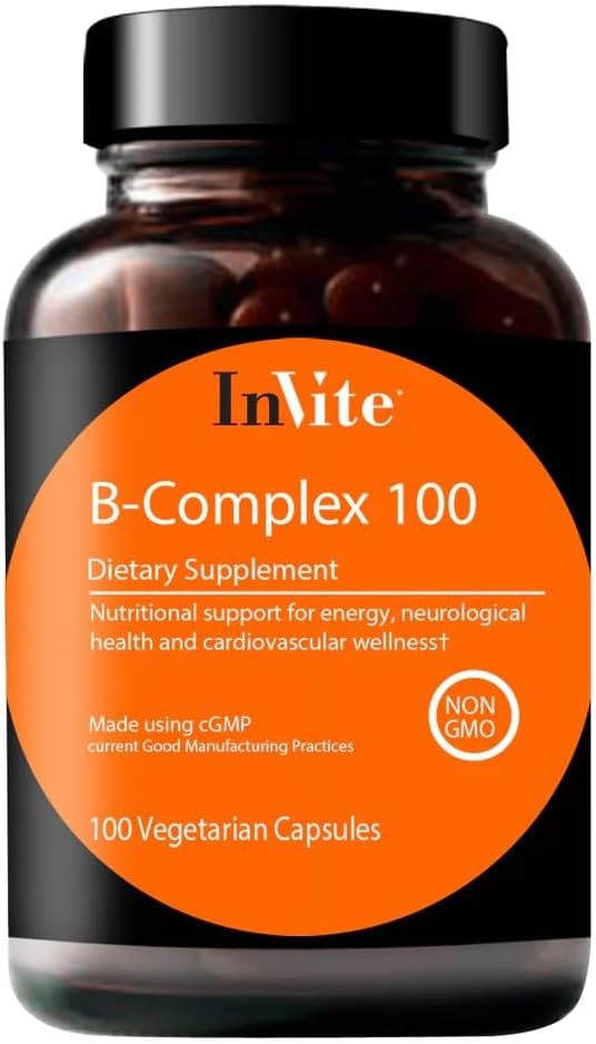 Invită sănătate B-complex 100 - Suportă Mood, Energie, Imun sănătate și sănătate generală - 100 zile de aprovizionare - 100 capsule vegetariene