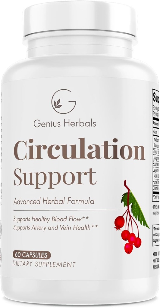 Suport de circulaţie - cu Hawthorn, Butchers Broom, L-Arginina, Varicose Venes Support - 60 Capsule