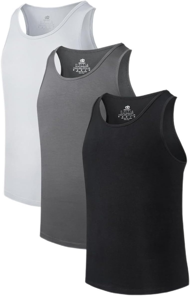 DAVID ARCHY Pentru bărbați Tank Top Bambus Rayon Undershirt Tank Umezeală-Wicking A-Shirt pentru bărbați, 3 sau 5 Pack