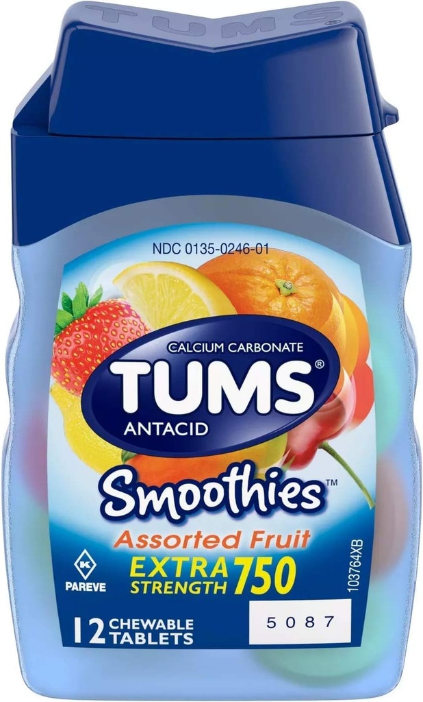 Tums Smoothies Antiacid Supliment de calciu, 12 t