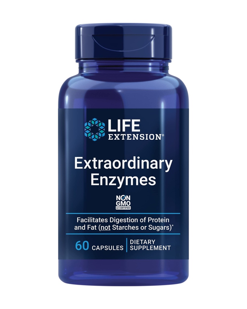 Extensie de viaţă Enzime extraordinare, Suport de sănătate digestivă, Absorbţie nutritivă, enzime digestive, Ne-GMO, 60 Capsule