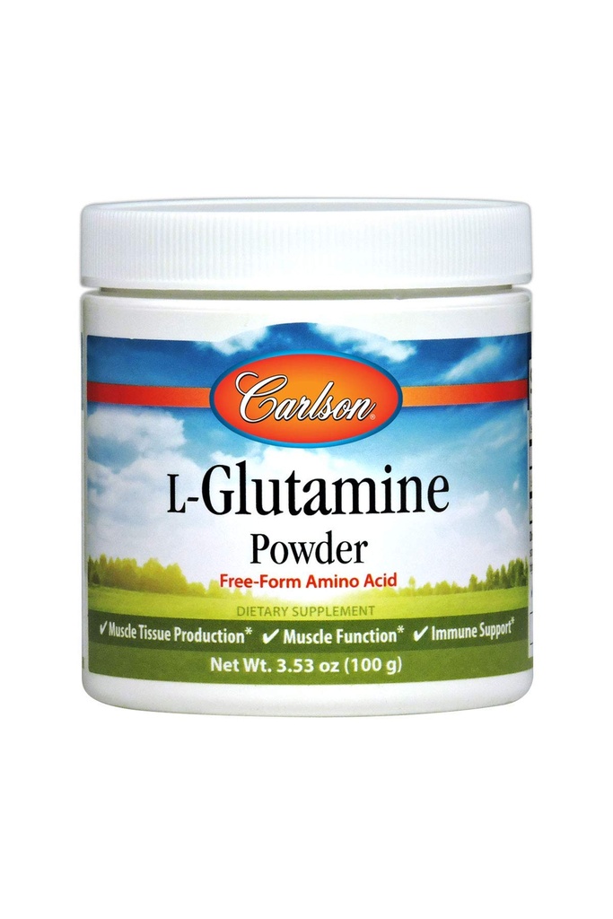 Carlson - L-Glutamine Powder, Free-Form Amino Acid, 3 g, Producţia şi funcţia ţesutului muscular, Suport imun, 3.53 oz (100 g)
