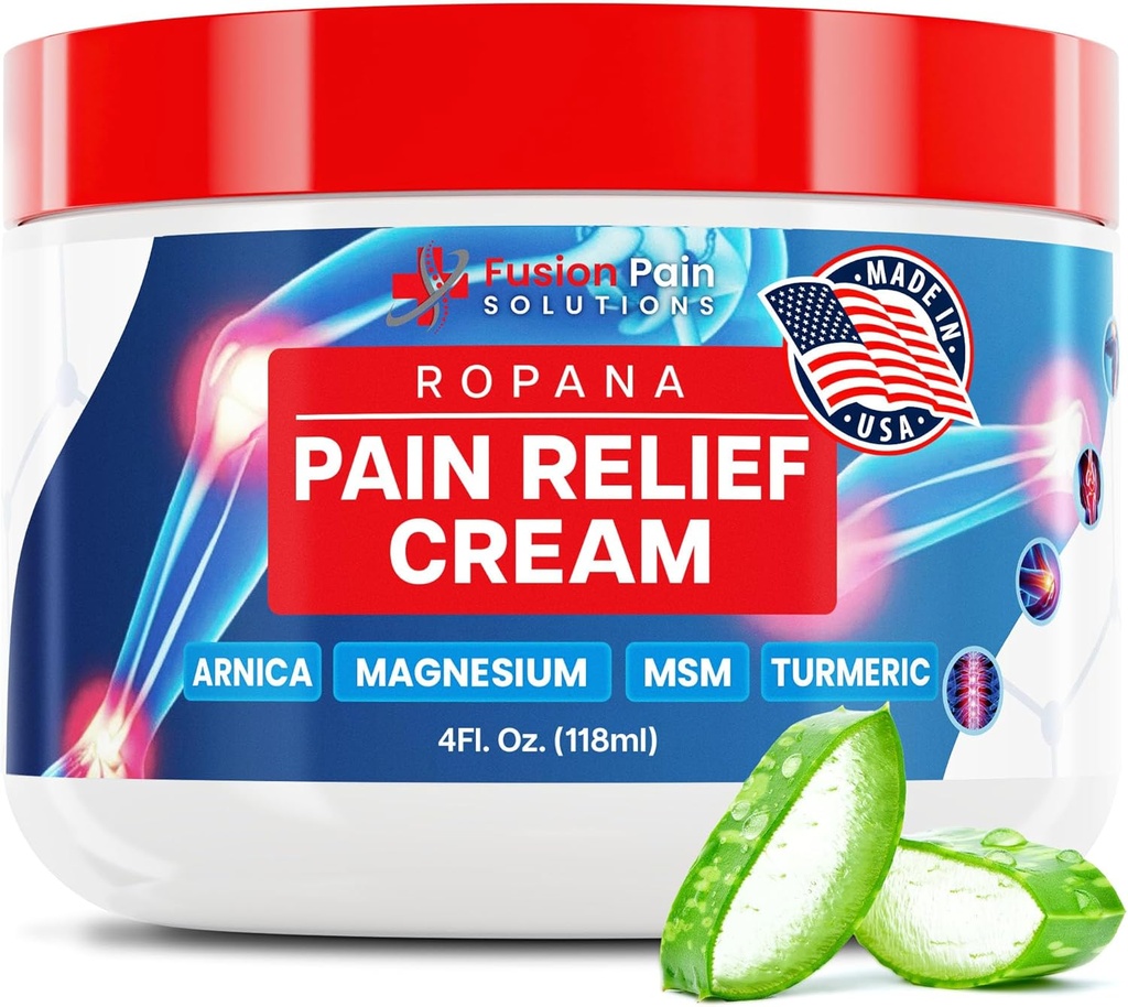 Crema de calmare a durerii cu Arnica, Magneziu, MSM & Turmeric (4 FL Oz) - Cremă naturală de relief pentru articulaţii şi dureri musculare - Relief de durere fără grăsimi