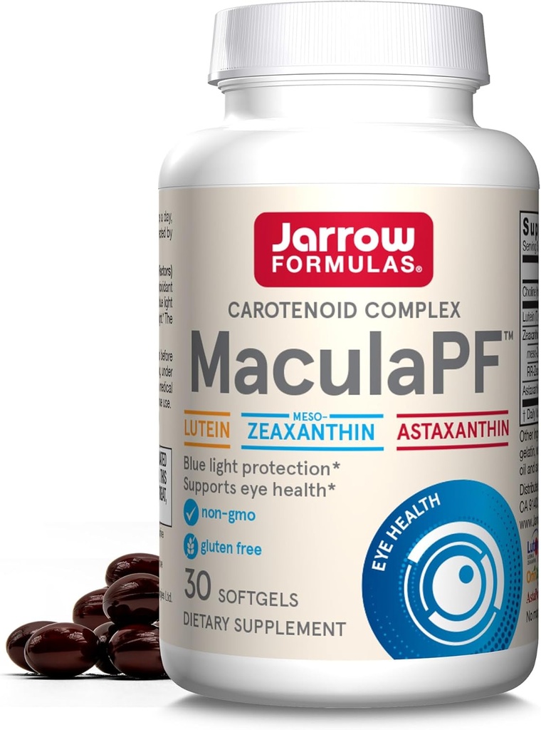 Jarrow Formulas MaculaPF Complex Carotenoid, Supliment alimentar, Sprijină Sănătatea ochilor, 30 Softgels, Până la 30 zile de aprovizionare
