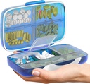 Pilulă Organizator etanșe Pilula cutie mare Pilula Dispenser Acasă Deţinătorul de suplimente de călătorie Portable Vitamina Sorter Jumbo Dimensiune 8 Compartiment etanş Vitamina container Daily Medicine Travel Essentials