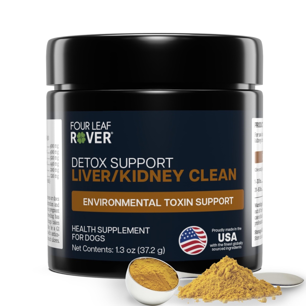Four Leaf Rover Dog Liver Support - with Organic Milk Thistle & Ciuperci - with renals Support - Detox & Cleanse - Veterinary Formulated