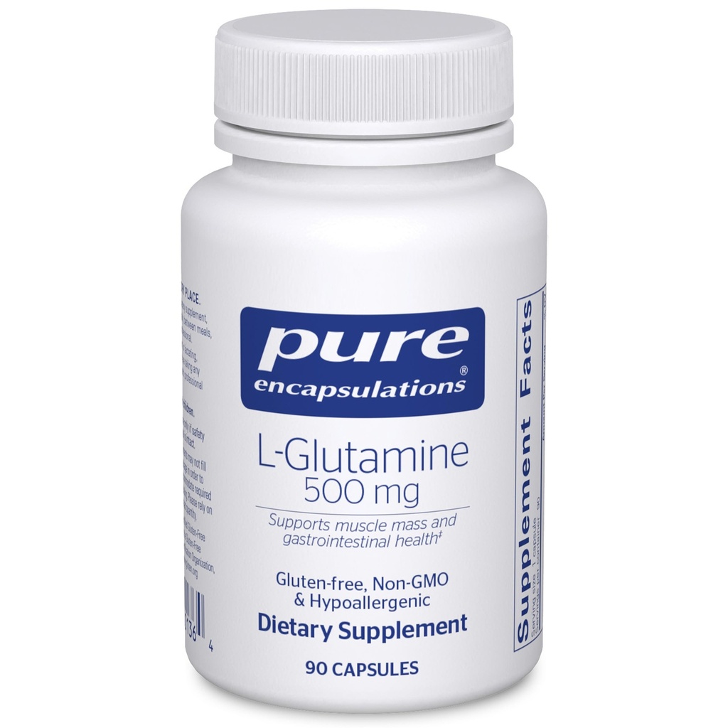 Pure Encapsulations L-Glutamine 500 mg - Supliment pentru Immune and Digestive Support, Gut Health and Lining, Metabolism, and Muscle Support* - with Free-Form L-Glutamine - 90 Capsule