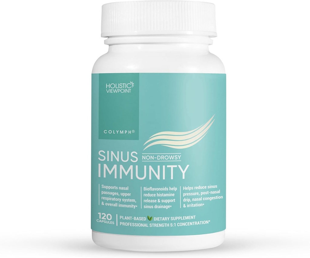 CoLimph® Imunitatea Sinus: Suplimentul Herbal cu Quercetin, Bromelain, Berberine, Nettle, Suport Natural pentru Congestia Sinus, Presiune & Iritație, Nasal Sezonal & Immune Care, 120 Capsule Vegan