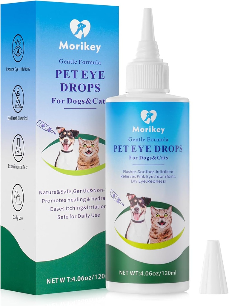 Picături ochi de animale de companie, drops Gentle & Safe Dog ochi pentru infecție,eliminare ochi Mâncărime & Iritație,Deplasare Tear Stains,Safe pentru toate animalele, 4.06oz,120ml