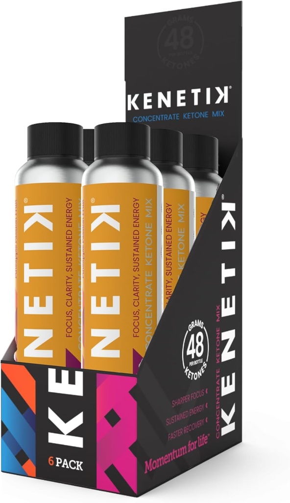KENETIK Ketone Drink Mix, Exogene Ketones Blend, Keto, Caffeine & Sugar Free, Vegan Supliment pentru energie curată & Mental Focus, Cafea Alternative cu D-BHB - Ananas Passionfruit Flavor, 6PK