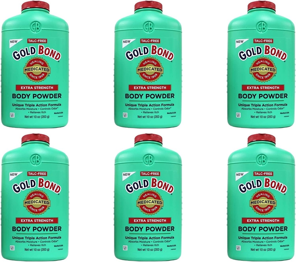 Gold Bond Body Powder Medicated Extra Force - 10 oz, ambalaj de 6, Talc-Free