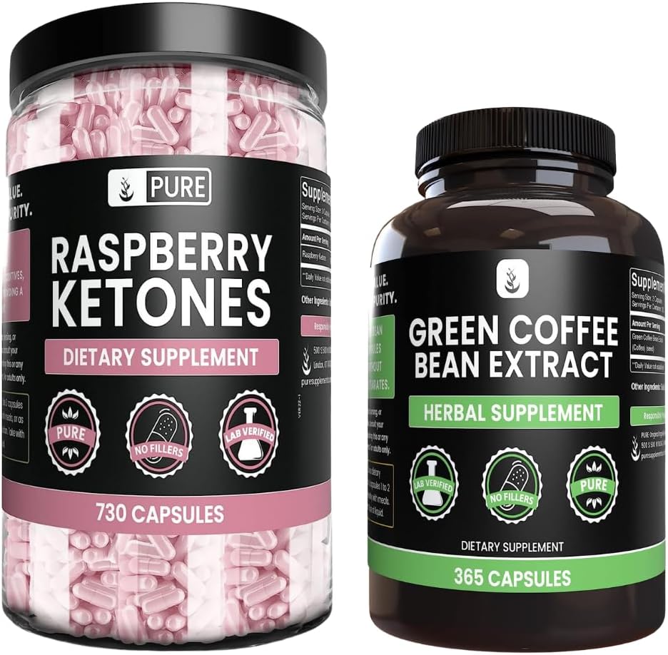 INGREDIENTE ORIGINALE Zmeură Cetone și Green Bean extract de cafea Bundle, Diferite dimensiuni, Fără file, Lab verificat