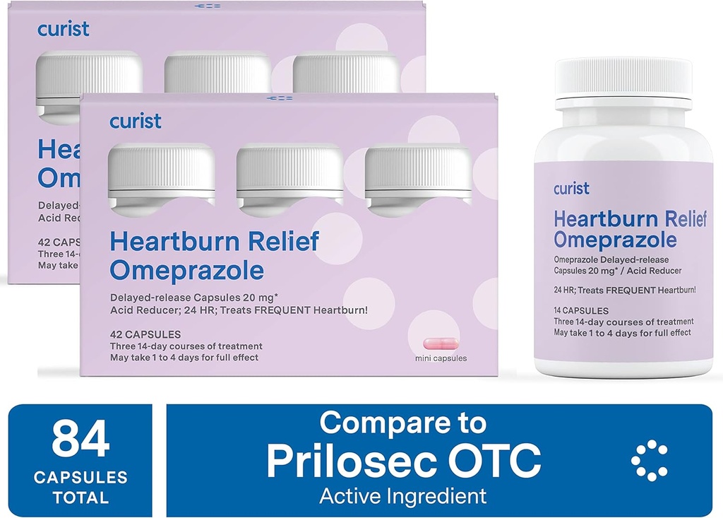 Omeprazol 20 mg Bulk 84 ct (2 cutii cu 42 ct) Capsule cu eliberare întârziată - Acid Reflux Medicină pentru tratamentul arsurilor la stomac - Omeprazol Magneziu 20, 6 mg 84 Capsule