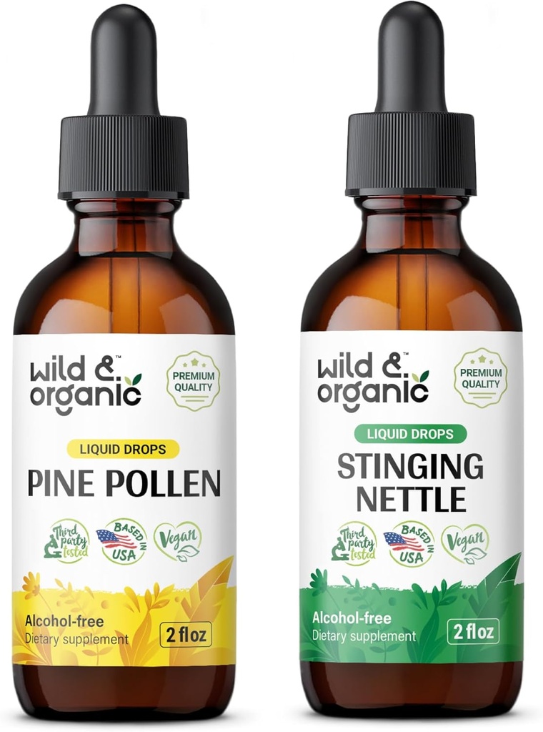 Pine pollen sălbatic și organic Tinctură 2 fl oz & Stinging Root Tincture 2 fl oz