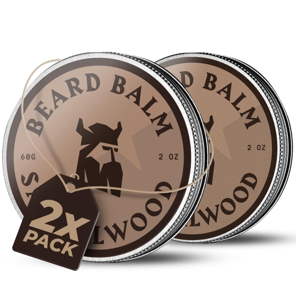 Balsam Viking Barbă Viking pentru bărbați - Lăsați în balsam de barbă - Balsam Stiling Made with naturally Derived Beard Butter, Argan & Jojoba Oils (4 Ounce (Pack of 2), Sandalewood)