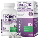 Bronson Brain + Mood Probiotic 50 Miliarde CFU Plus Prebiotic cu L-Theanină, Bacopa și Rhodiola Non-GMO, 60 Capsule vegetariene