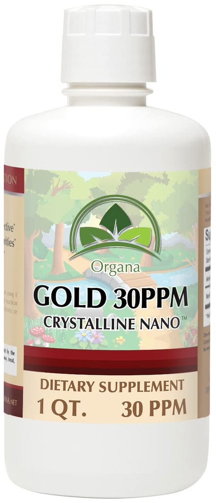 Organa Pure Crystalline Gold Supliment lichid - 30 PPM - Minerale coloidale 32 Ounce