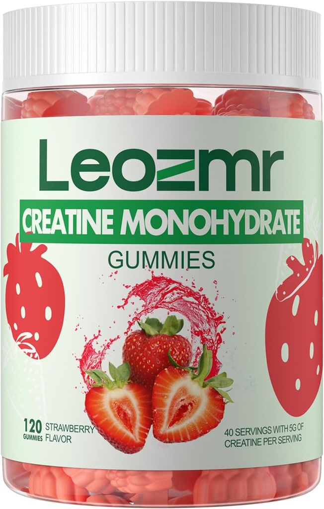 Creatin Monohidrat Gummies 5000mg pentru bărbaţi şi femei, Masticuri Creatină Monohidrat Supliment (120 Conte) - Căpşuni 120 Gumies