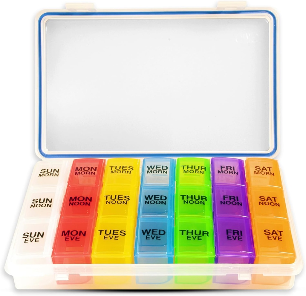 GMS 7-Day 3-Times-a-Day Pilula Organizator - Cu Daily Removable Medicamente Containere, Potrivit pentru Vitamina & Medicina utilizare - Sigur, Sturdy, Waterproof Săptămânal Tablet Organizator, Ideal Pilula Box pentru călătorie