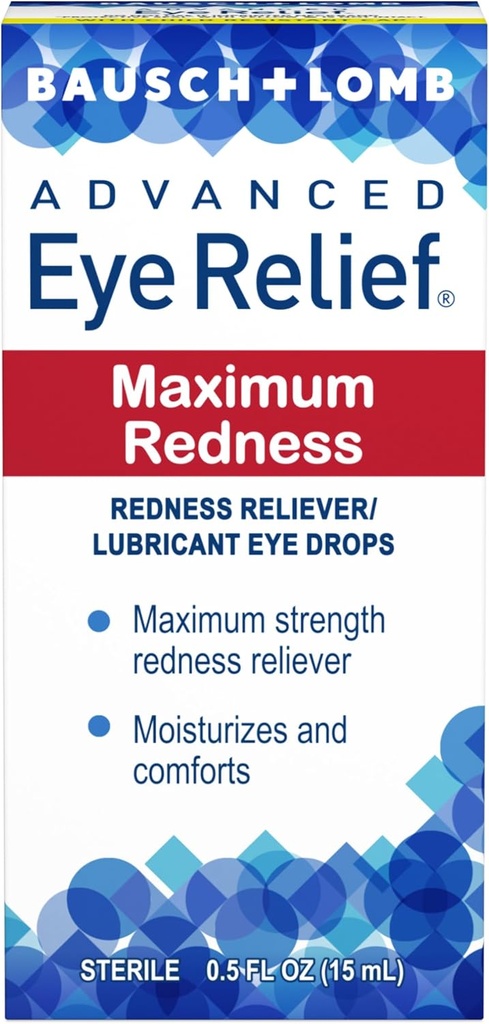 Bausch & Lomb Advanced Eye Relief Maximum Redness Lubricant Eye Drops from 0,5 Fl Oz (15 ml) - Pachet de 5