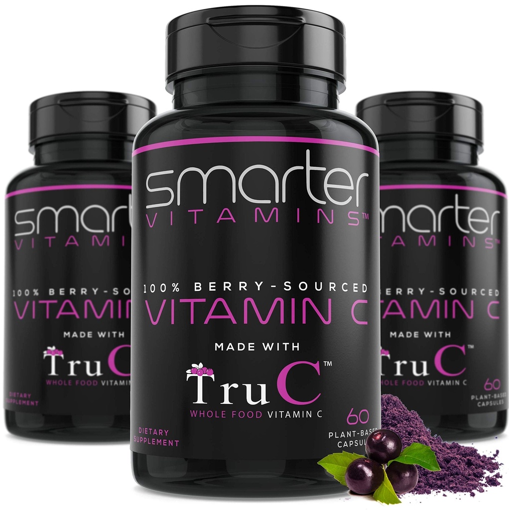 (3 ambalaj) Alimente crude Vitamina C Suport imun natural din Berries, Antioxidanti Premium, Bioflavonoids & Polifenoli, 180 Capsule Vegan