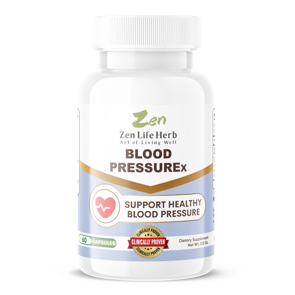 ZEN LIFE HERB Blood PressuREx - Heart Health Hlood Pressure Supplement-Suport de tensiune arterială și circularitate sănătoasă natural Ginseng Plus Blend 100% Pură Supliment de bază de plante (60 capsule)