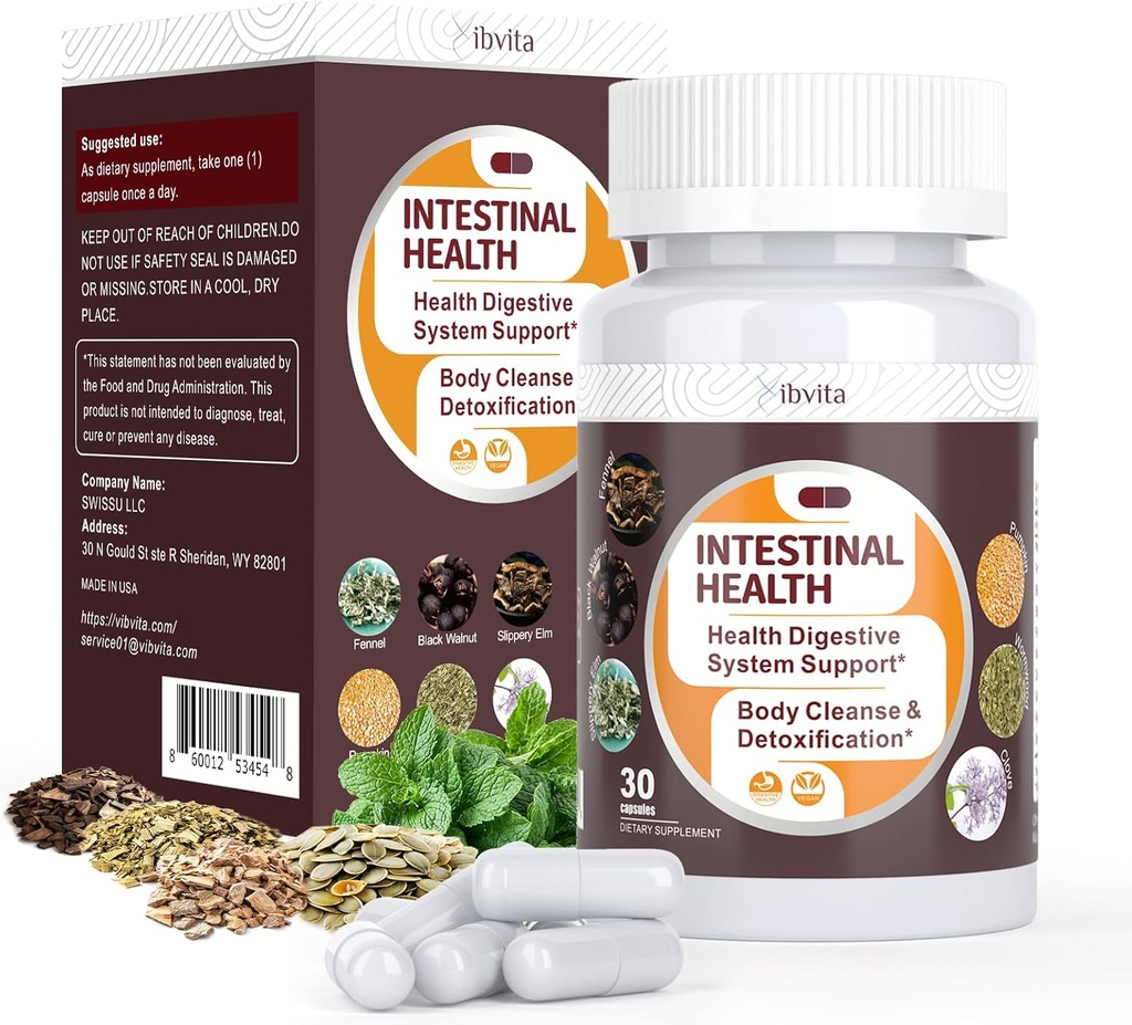 Gut Health Cleanse Detoxifiere Capsule - Intestinal Cleaner cu Wormwood, Black Walnut, Usturoi Bulb, Clove Support Colon Cleanser & Digestion System pentru femei si barbati, 30 Caps