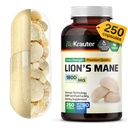 BIO KRAUTTER Lions Mane Supliment Capsule 1800 mg - 250 Conte - Vegan Lions Coama pulbere Supliment pentru suport cerebral - 3 luni de aprovizionare - Nu Fillers