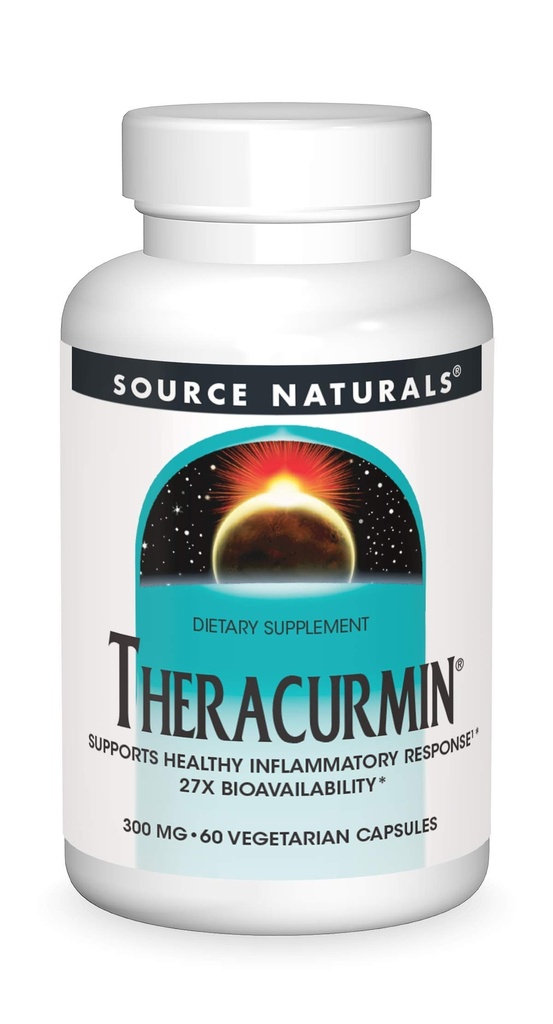 Sursa Naturals Theracurmin, sprijină răspuns inflamator sănătos*, 300 mg - 60 Capsule vegetariene