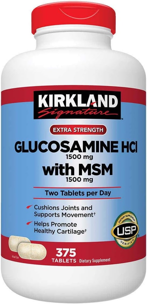 Kirkland Signature Glucosamină cu MSM, 375 comprimate (3 ambalaj)
