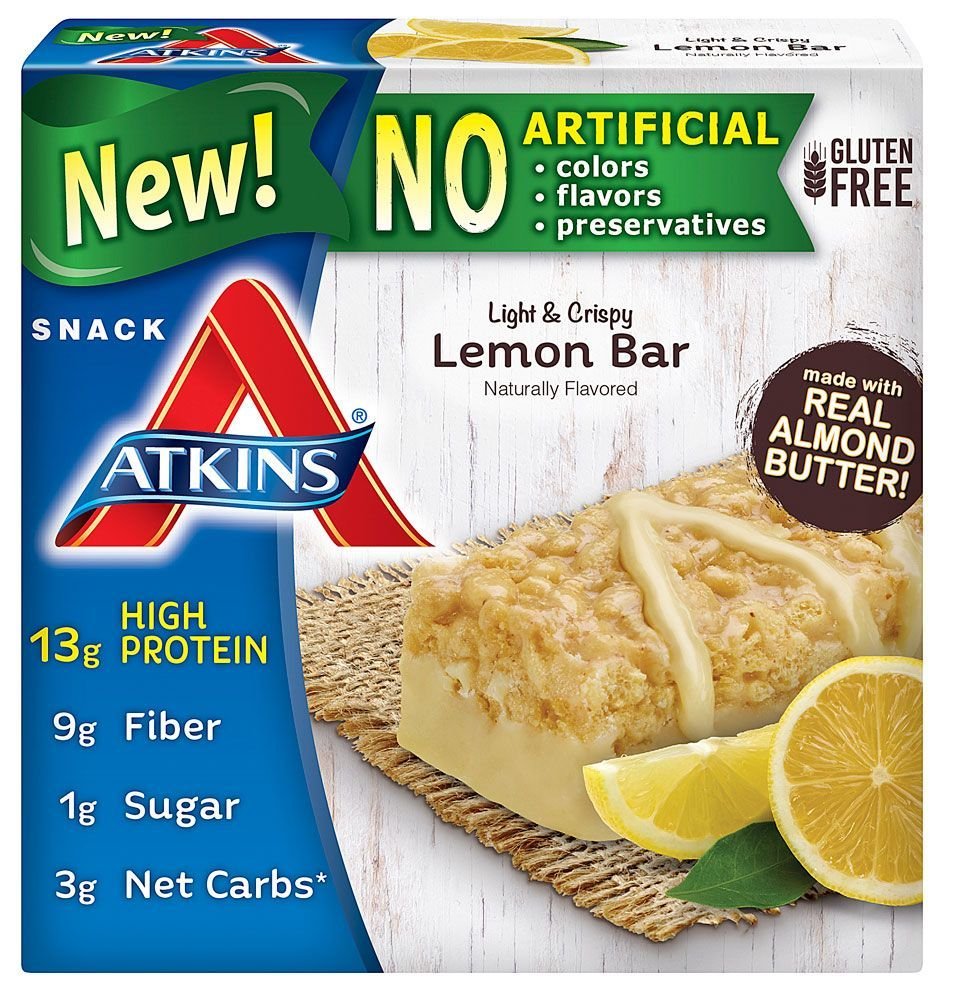 Atkins Snack Light Crispy Lemon Bar, 5 Little Bars (Pachet de 2)
