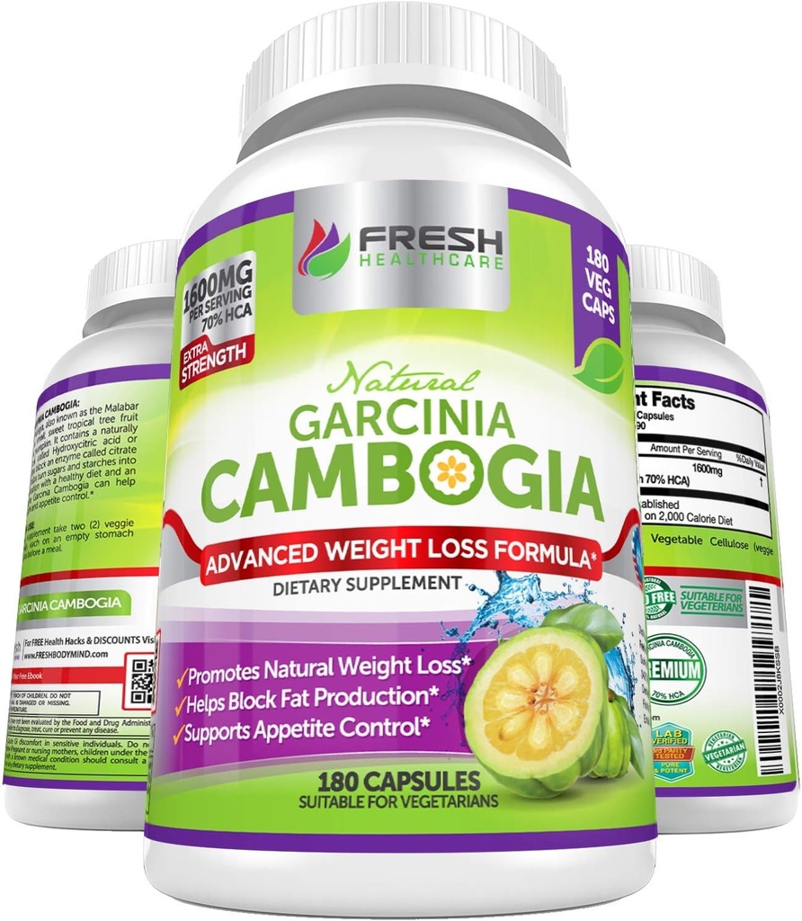 PROASPETE SANATATE 100% Extract pur Garcinia Cambogia - Toate naturale Appetit Suppressant & Greutate Management Suport - 180 capsule