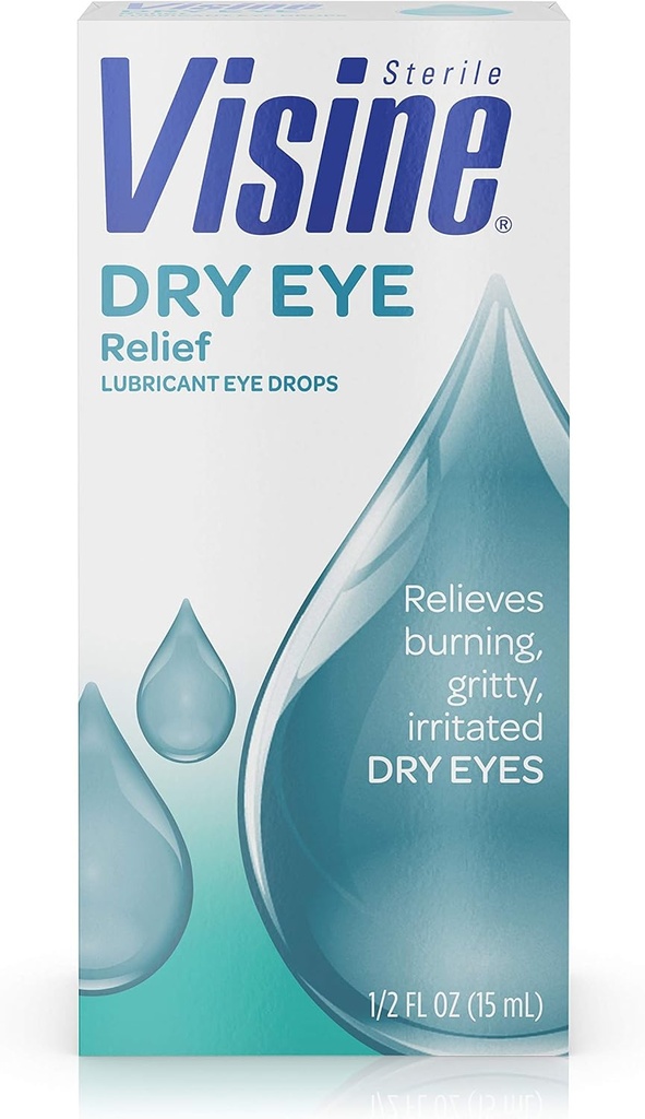 Visine Dry Eye Relief Lubricant ochi picături cu polietilenă Glycol 400 pentru a moisturize și Soothe Iritate, Gritty and Dry Eyes, Proiectat pentru a lucra ca lacrimi reale, 0.5 fl. oz