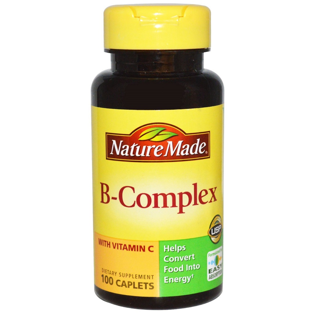 Nature Made B-complex cu vitamine C Caplete, 100 Conte (Pachet de 3)