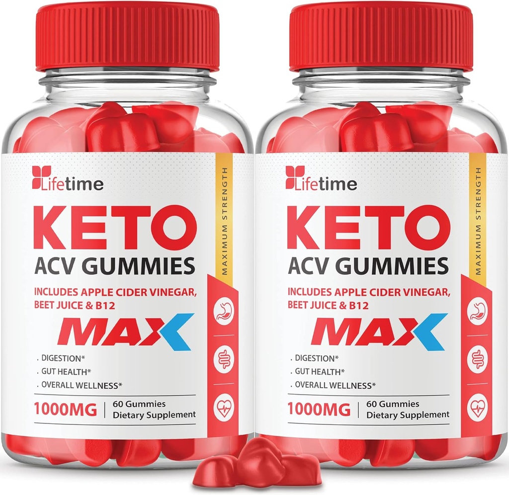 (2 Pack) Keto Max Gummies Lifetime - Formula oficială, Vegan, Non OMG-uri - Keto Lifetime Plus acc Gumies, Gummies Lifetime cu Gummies, Vitamina B12, rădăcină de sfeclă, rodie (60 gume)