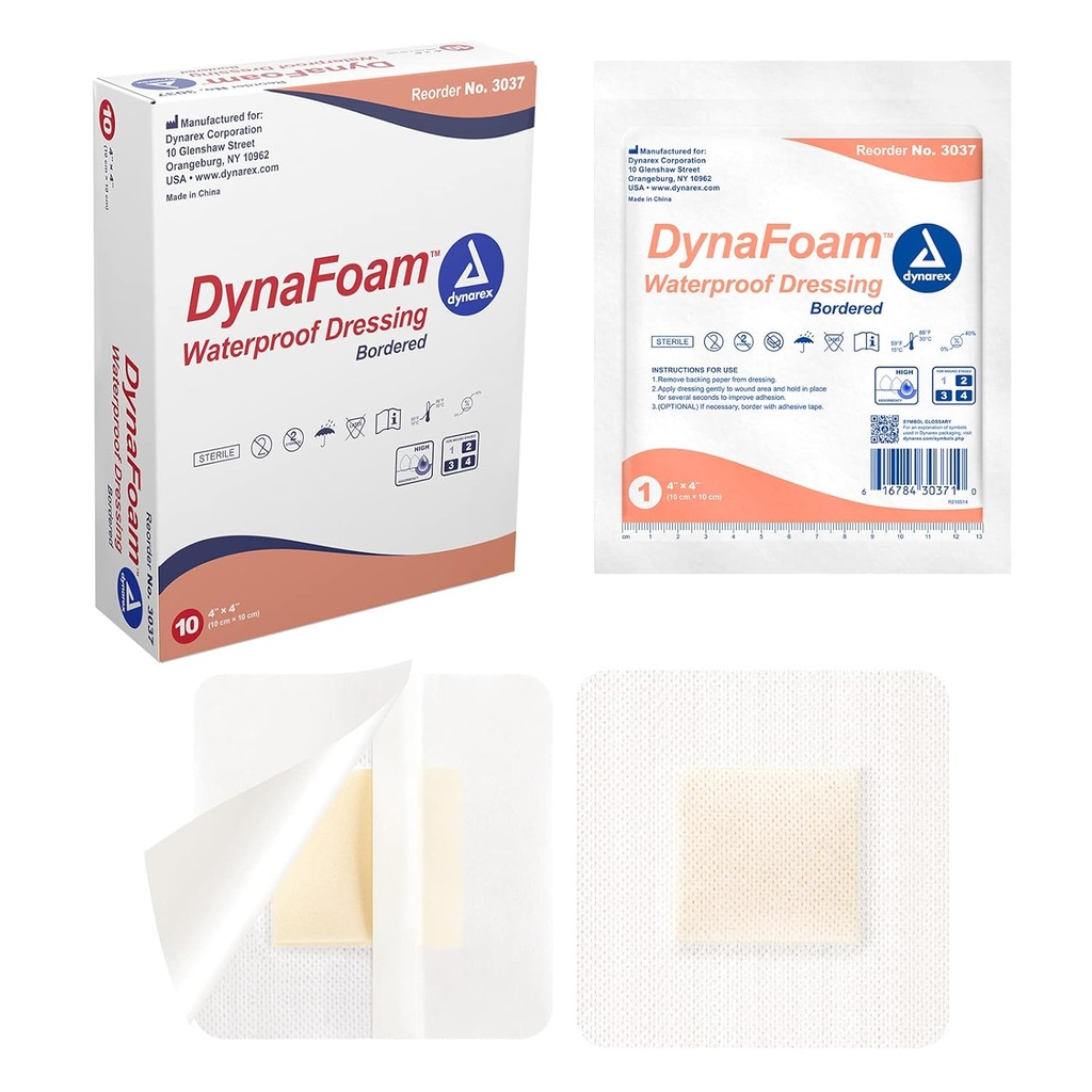 Dynarex Dynafoam rezistent la apă la bord Bandaj pentru spuma adezivă, 4" x 4" 10 Count
