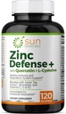 Zinc Defense+ cu Querbetin, Bromelain, L-Cysteine, EGCG (Extract de ceai verde), Vitamine C, D3 & K2, 2-Lonth Supply, 120 VCaps, Non-GMO, Gluten Free