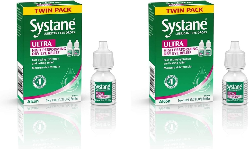 Systan Ultra Lubicant ochi picături, lacrimi artificiale pentru ochi uscat, Twin Pack, 10 ml fiecare (Pachet de 2)